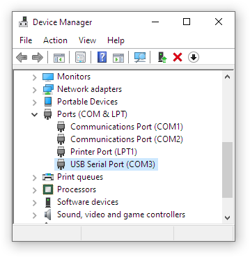 Windows Device Manager COM ports