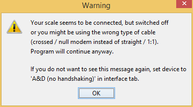 Error: A&D scale switched off