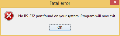 No RS-232 port found
