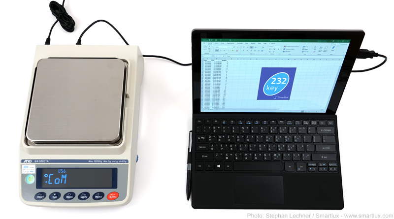 GX-A precision scale connected to PC via USB