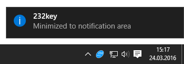 Minimized to notification area